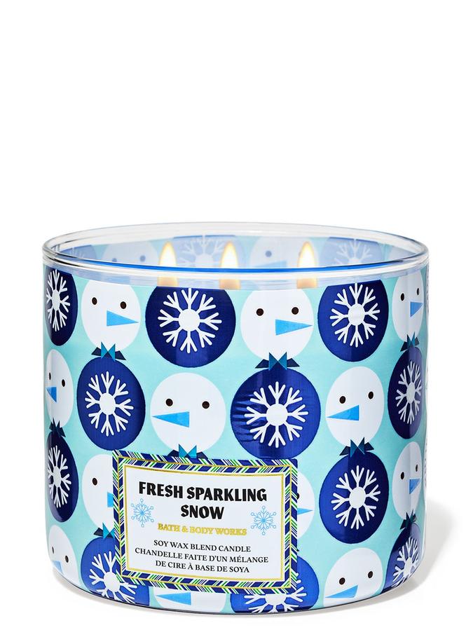 Bath & Body Works Fresh Sparkling Snow 3-Wick Candle, 411 g/14.5 oz