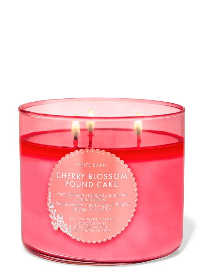 Bath & Body Works Cherry Blossom Pound Cake 3-Wick Candle, 411 g / 14.5 oz
