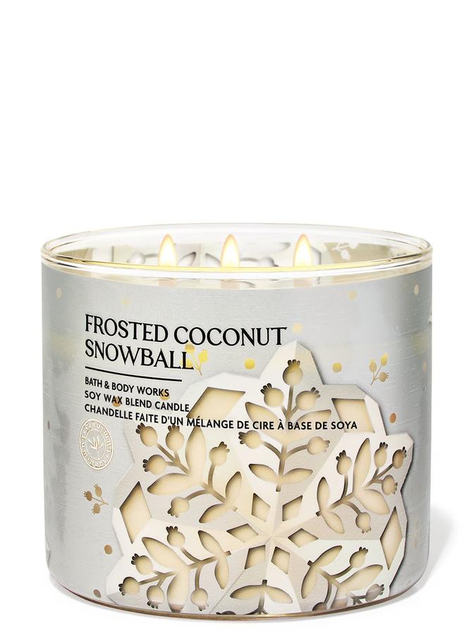Bath & Body Works Frosted Coconut Snowball 3-Wick Candle, 227 g / 8 oz
