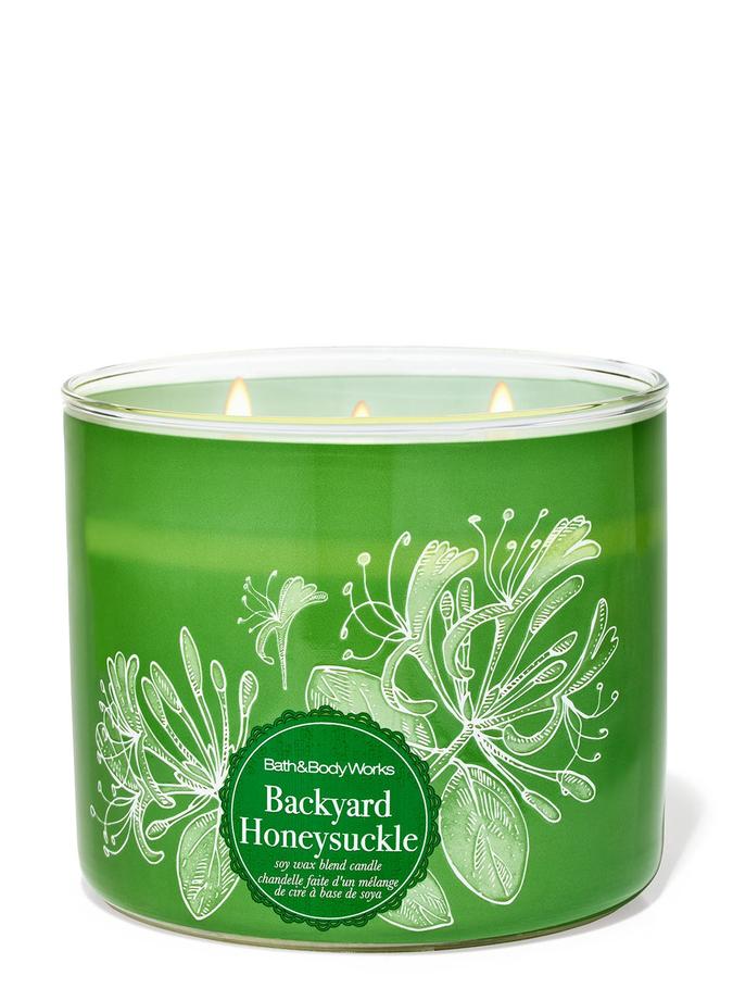 Bath & Body Works Backyard Honeysuckle 3-Wick Candle, 411 g/ 14.5 oz