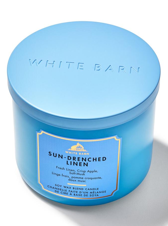 Bath & Body Works Sun-Drenched Linen 3-Wick Candle, 411 g/ 14.5 oz