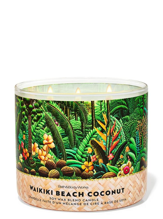 Bath & Body Works Waikiki Beach Coconut 3-Wick Candle, 411 g/ 14.5 oz