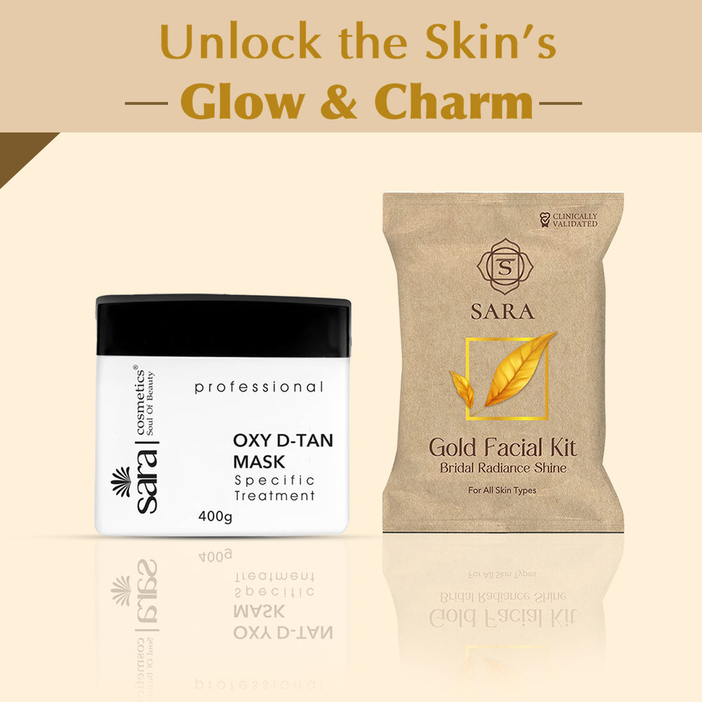 Sara Oxy D-TAN Mask, 400g + Gold Facial Kit, 43g - Image 2 - Buy from Indicrest