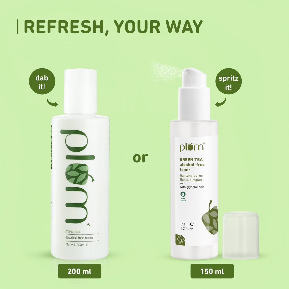 Plum Green Tea Alcohol-Free, Pore Tightening Face Toner | Tightens Pores | Non-Comedogenic | Dermat-Tested, 200ml