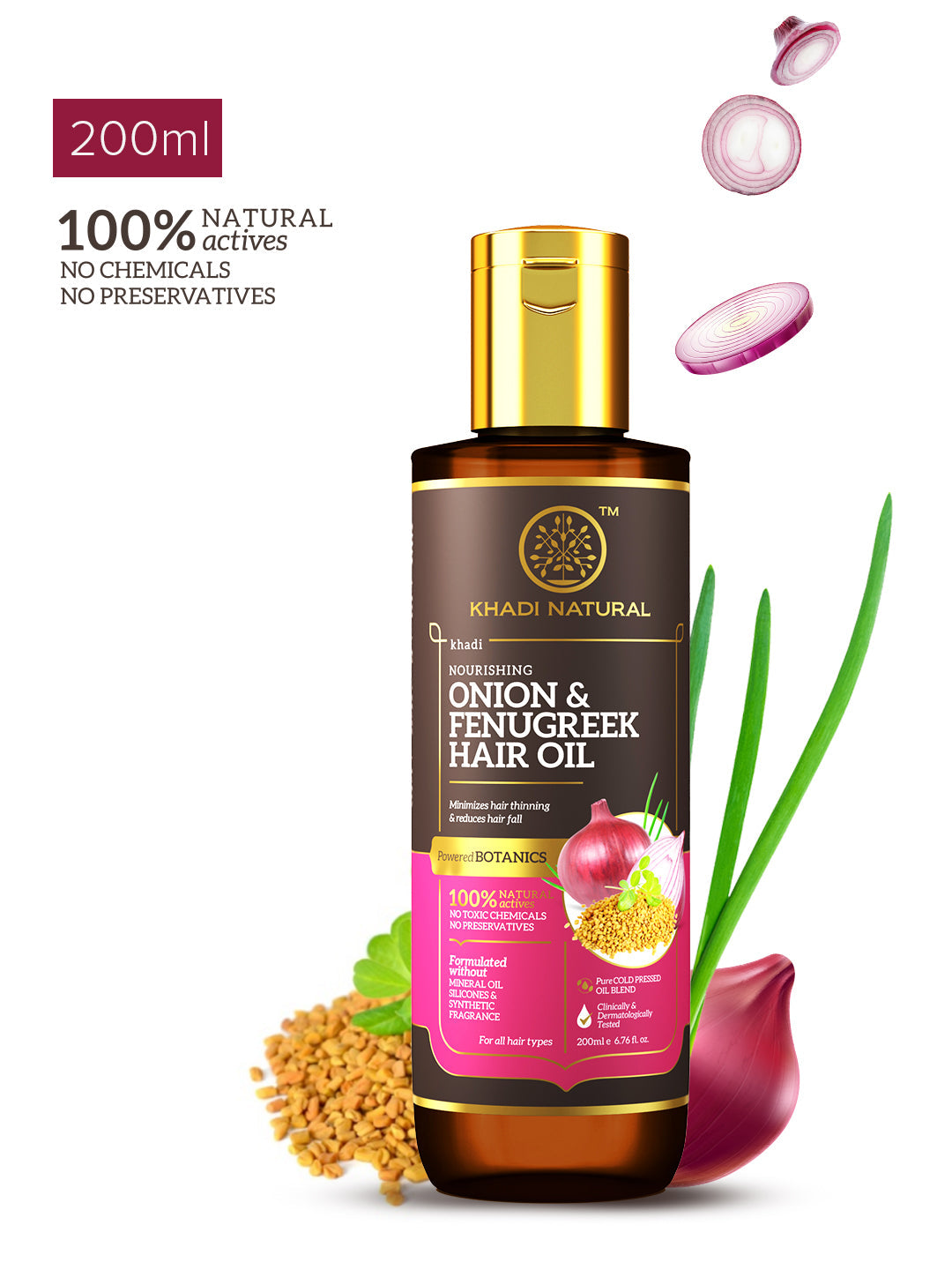 Khadi Natural Onion & Fenugreek Hair Oil - Mineral Oil, Silicones, Synthetic Fragrance Free - 200ml - Image 11 - Buy from Indicrest