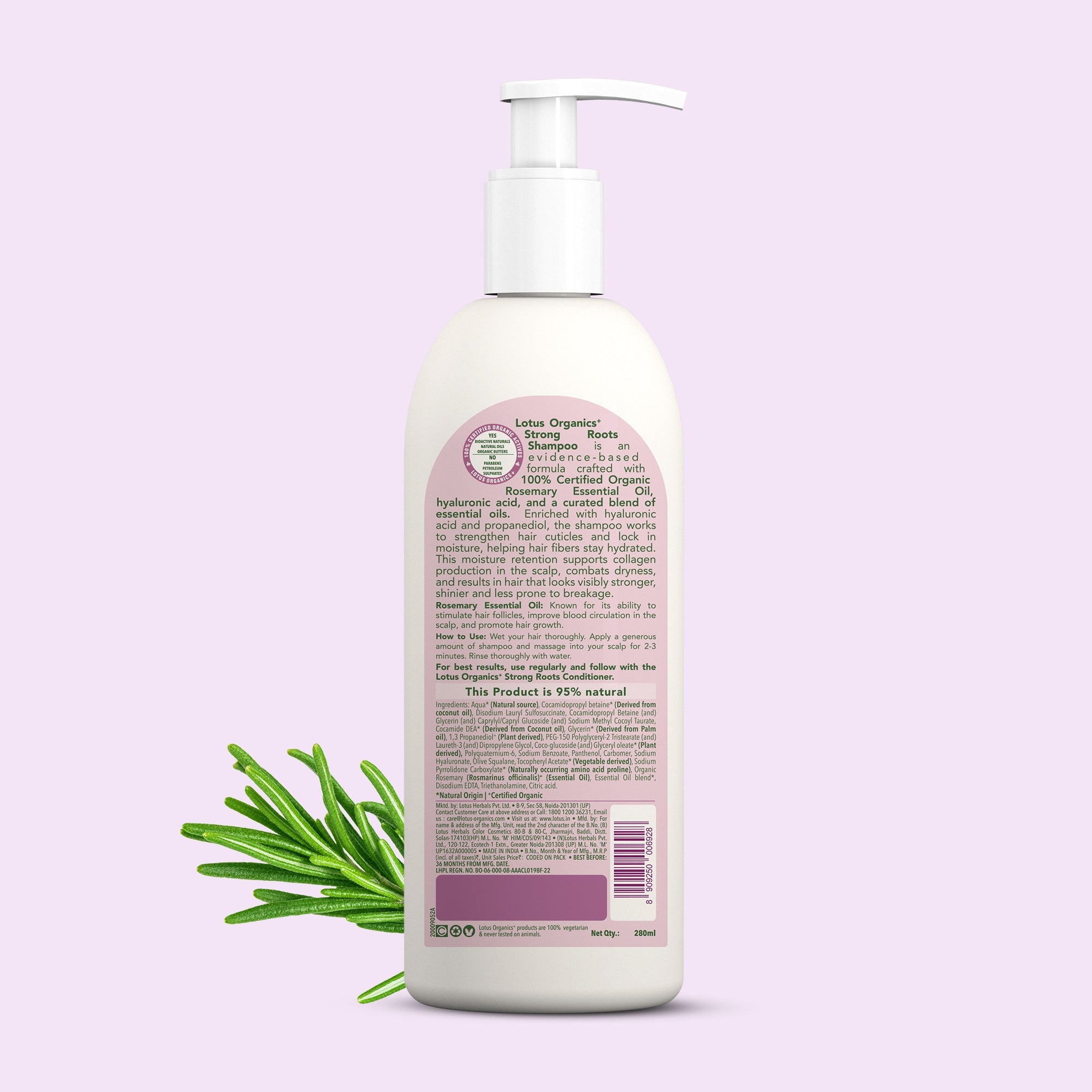 Lotus Herbals Organics+ Strong Roots Shampoo, 280ml