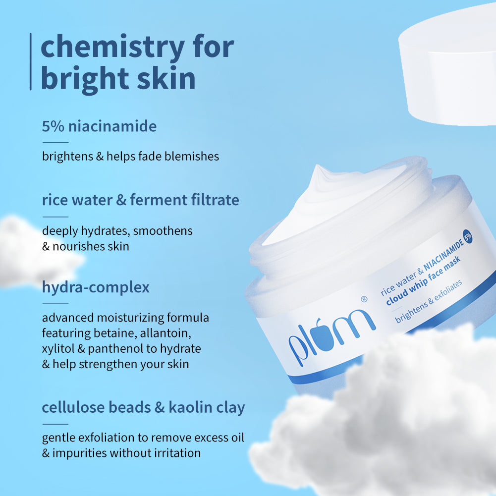 Plum Rice Water & 5% Niacinamide Cloud Whip Face Mask, 50 g – Indicrest.com