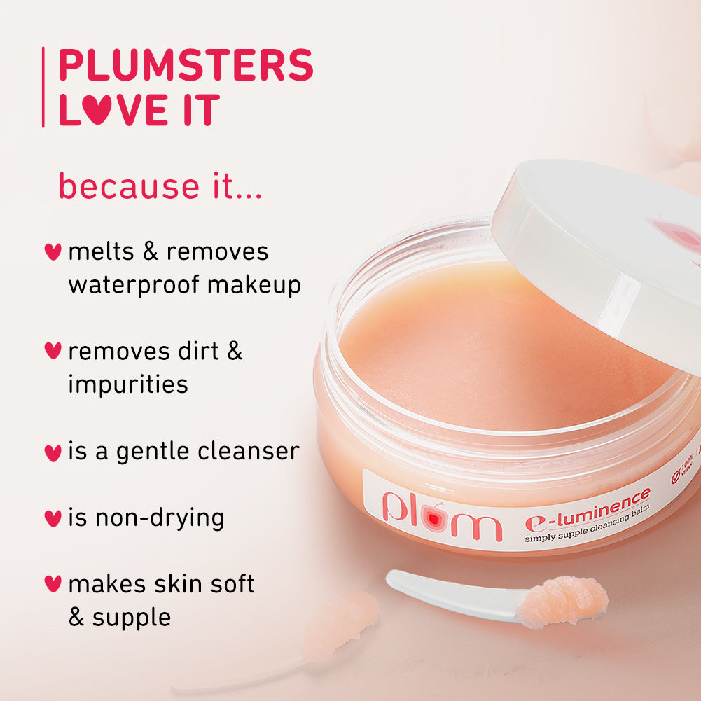Plum E-Luminence Simply Supple Cleansing Balm For Normal, Dry Skin | Melts Makeup | Gentle, Non-Drying Makeup Remover, 90g