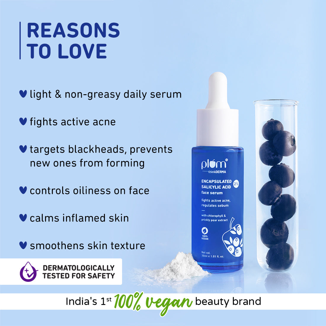 Plum 2% Encapsulated Salicylic Acid Anti-Acne Face Serum | Fights Active Acne | Controls Oil | Smoothens Skin, 30ml