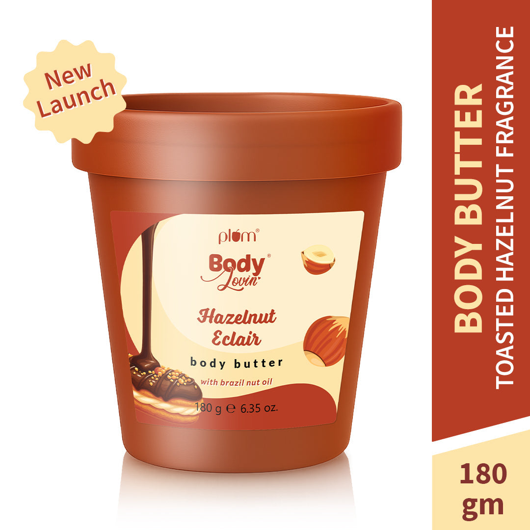 Plum Hazelnut Eclair Body Butter by Plum BodyLovin' | Deep Moisturization | Shea Butter & Brazil Nut Oil | Decadent Hazelnut Chocolate Fragrance | Non-Greasy & Lightweight, 180g