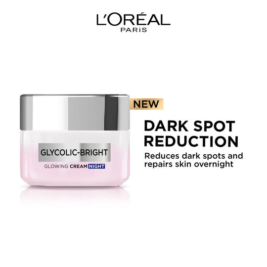 L'Oreal Paris Glycolic Bright Night Cream With Glycolic Acid & Niacinamide Skin Brightening Cream, 50ml Buy at Indicrest