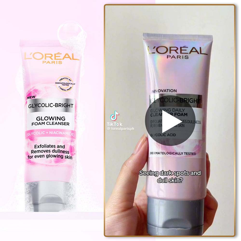 L'Oreal Paris Glycolic Bright Daily Foaming Face Cleanser With Glycolic Acid For Dull Skin, 100ml Buy at Indicrest Image 3