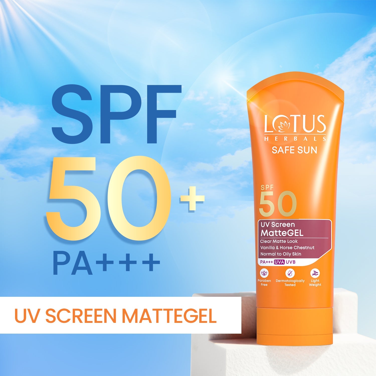 Lotus Herbals Safe Sun UV Screen MatteGEL Sunscreen SPF 50 PA+++, 50g