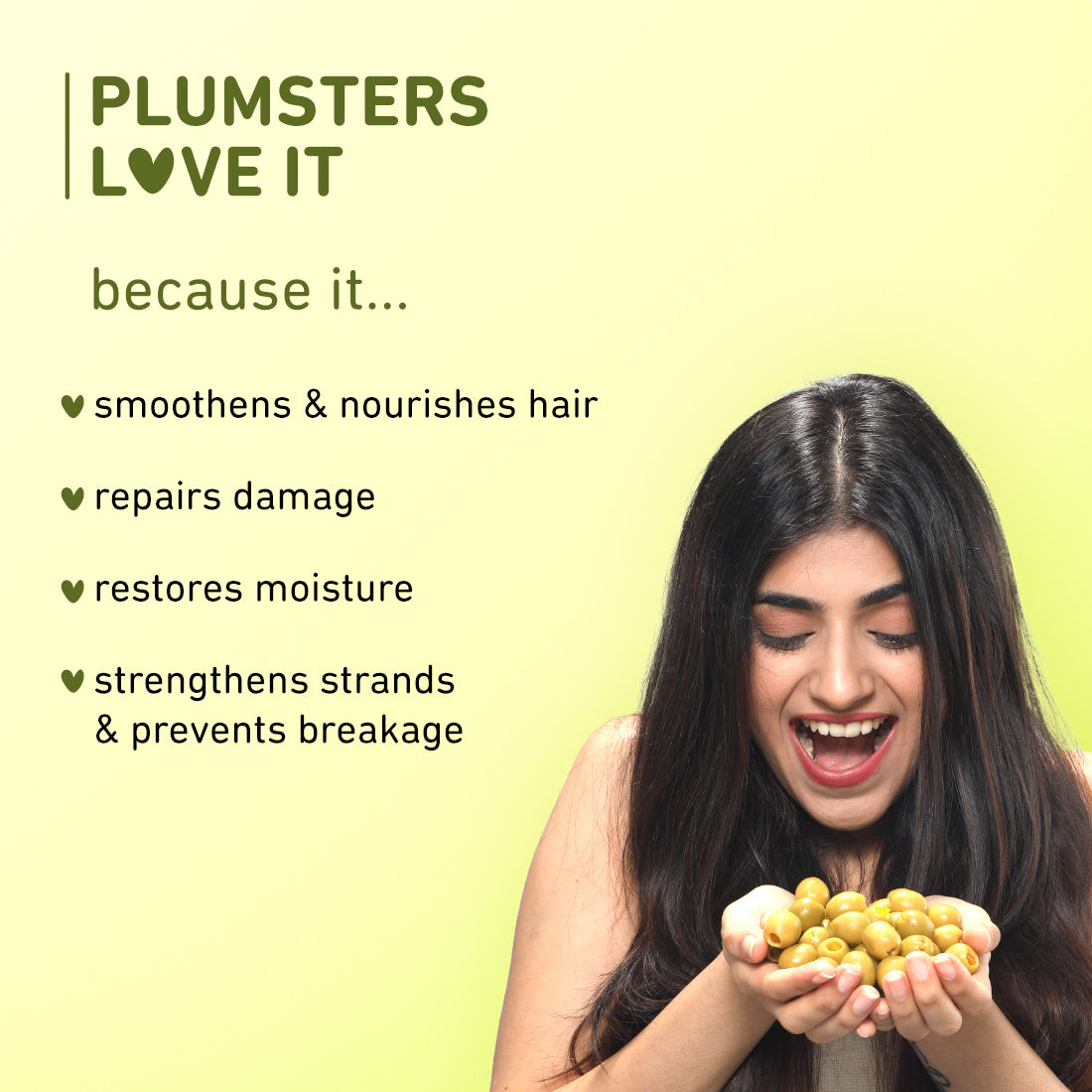 Plum Olive & Macadamia Mega Moisturizing Hair Mask | Repairs Damage | Smoothens Hair, 250g