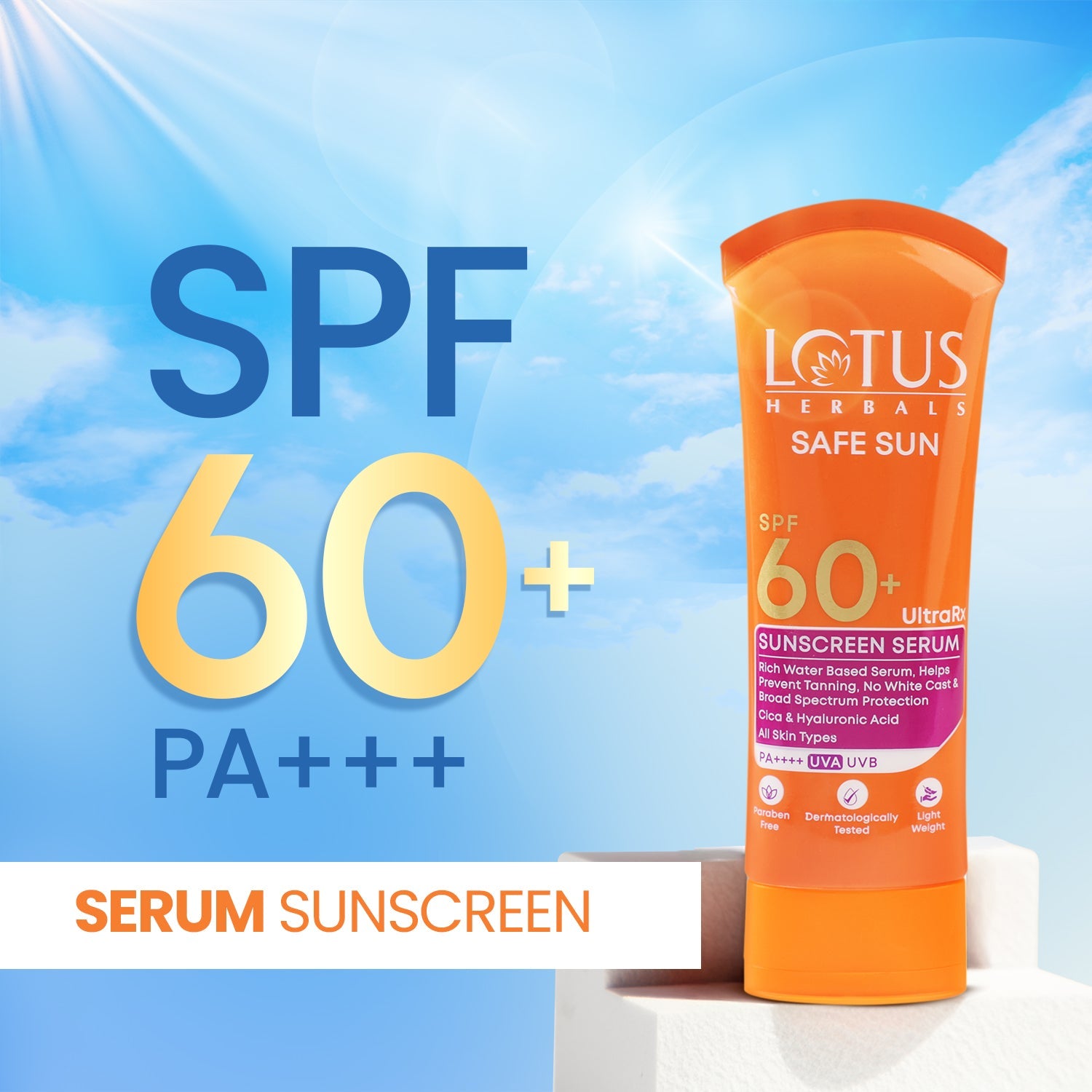 Lotus Herbals Safe Sun UltraRX Sunscreen Serum SPF 60 PA++++, 75ml