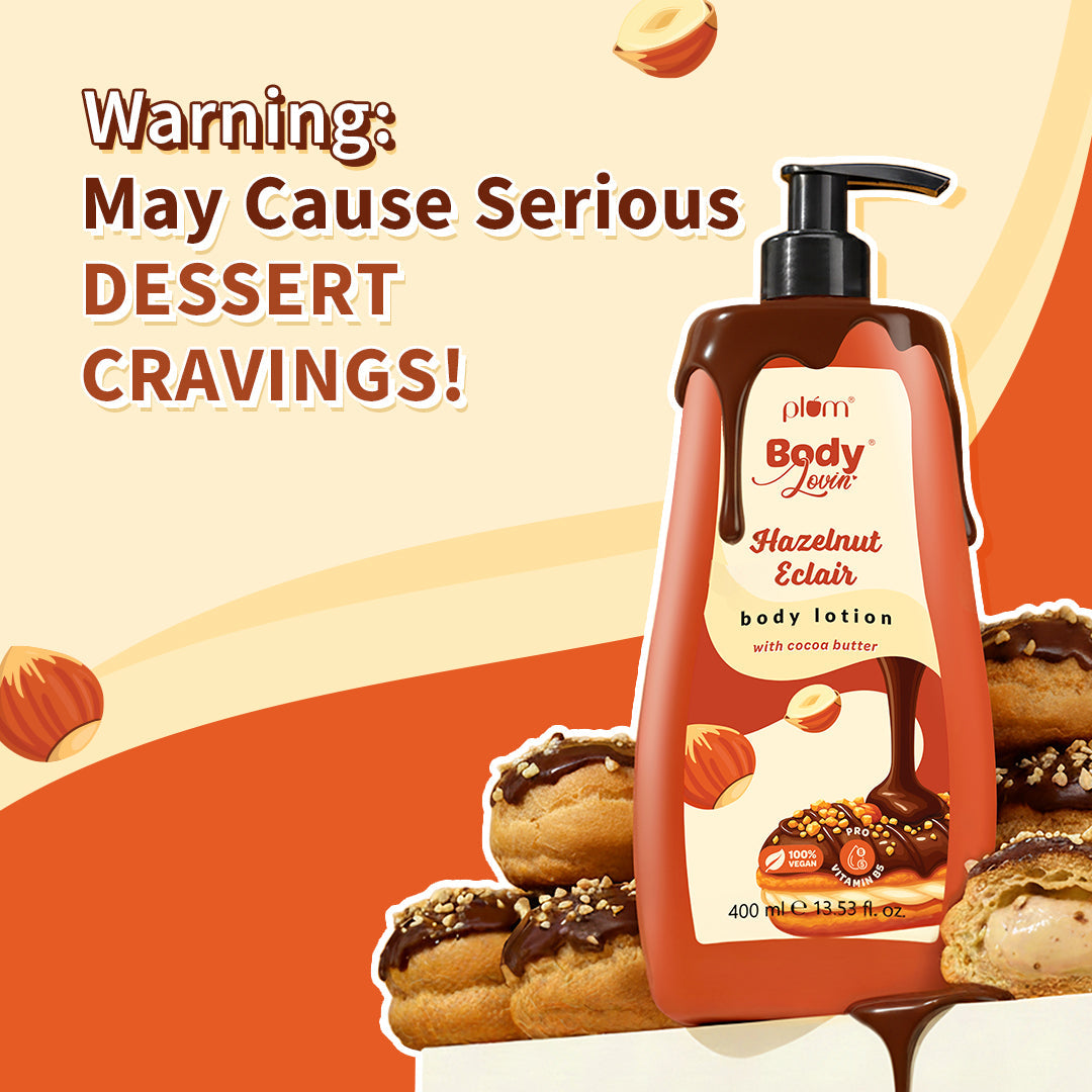 Plum Hazelnut Eclair Body Lotion by Plum BodyLovin' | Deep Moisturization | Cocoa Butter & Vitamin B5 | Decadent Hazelnut Chocolate Fragrance | Non-Greasy & Lightweight, 400ml