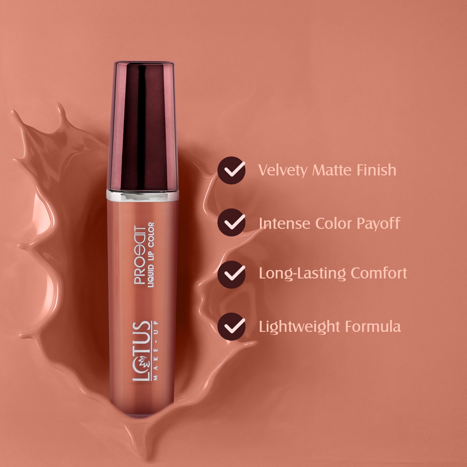 Lotus Herbals Proedit Liquid Matte Lip Color, BLUSH NUDE, 8g