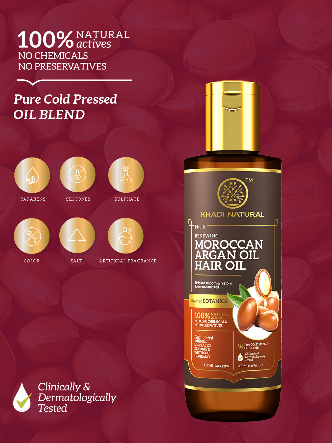 Khadi Natural Moroccan Argan Hair oil - 200ml - Image 11 - Buy from Indicrest