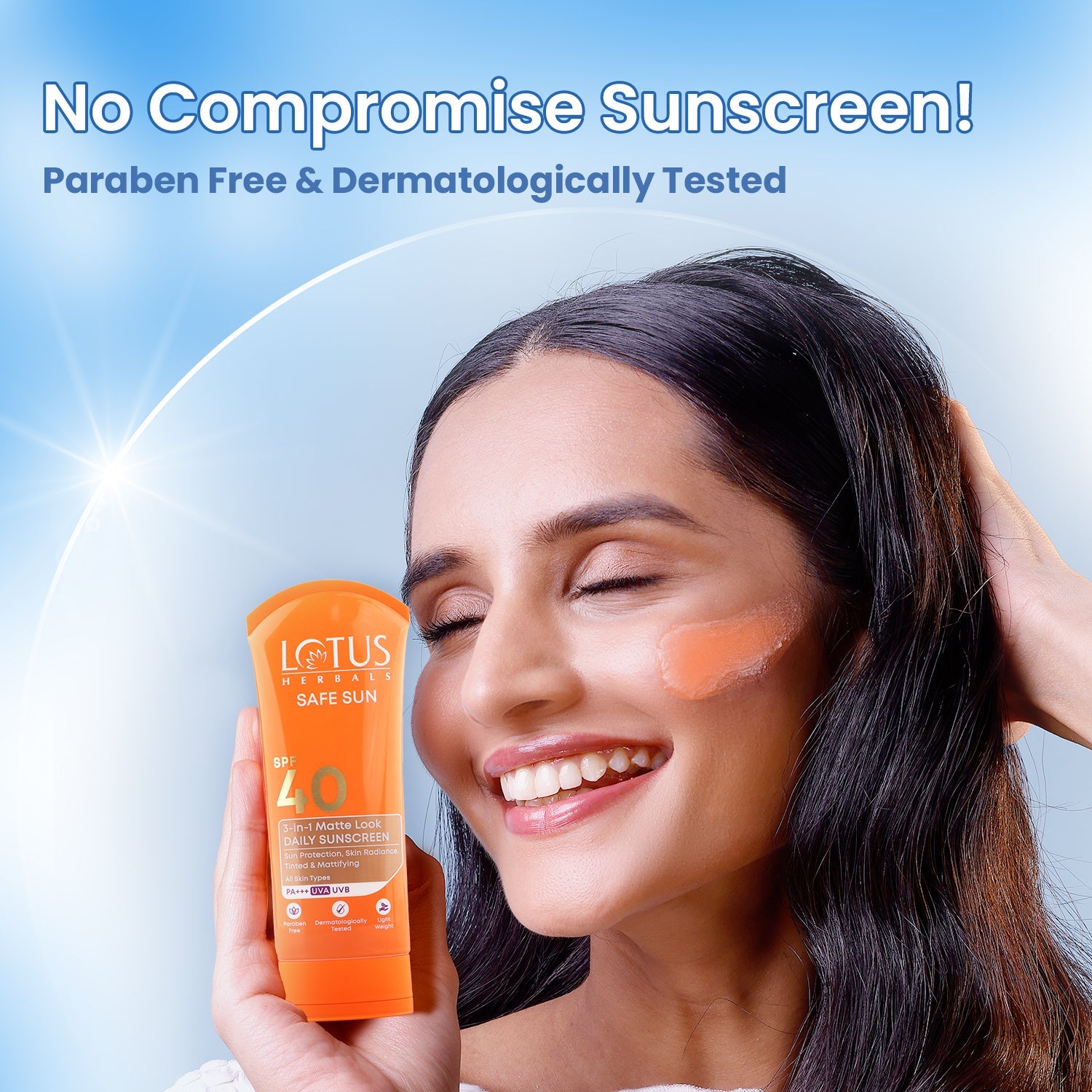 Lotus Herbals Safe Sun 3 In 1 Matte-Look Daily Sunscreen SPF 40 PA+++, 75g