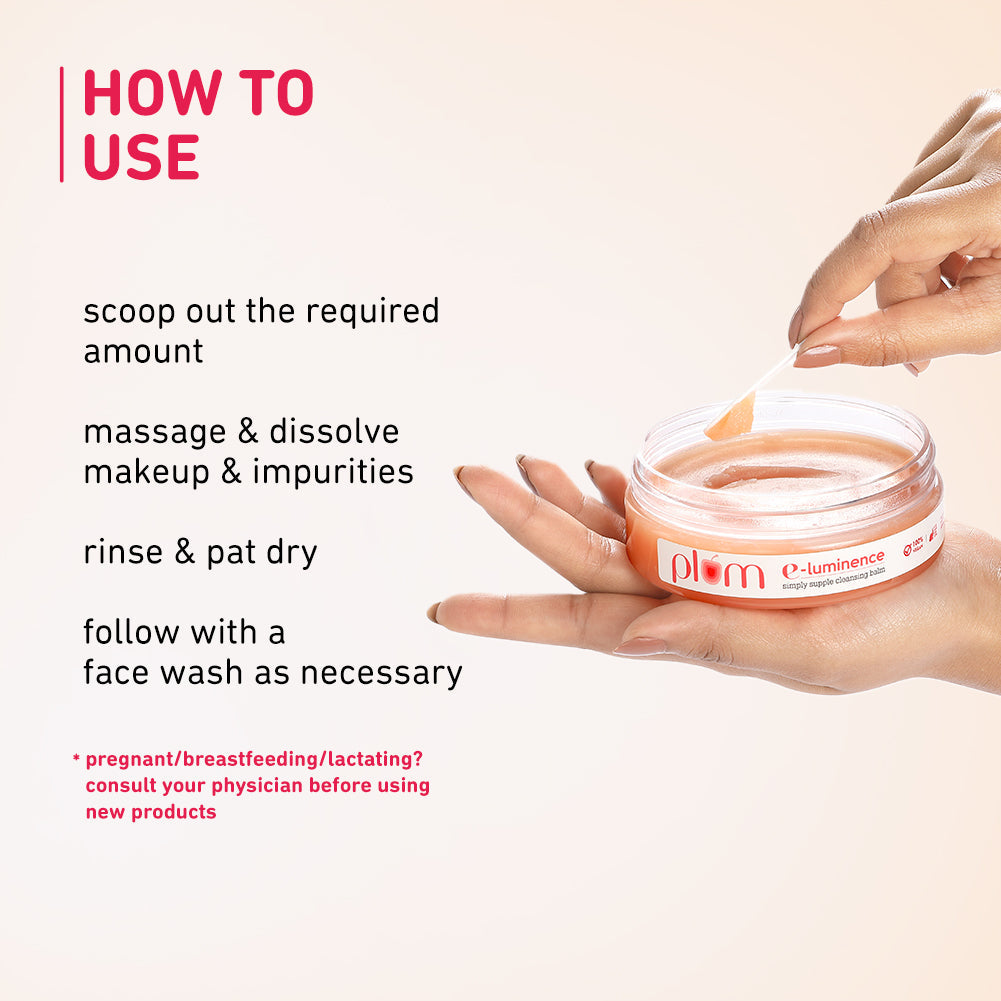 Plum E-Luminence Simply Supple Cleansing Balm For Normal, Dry Skin | Melts Makeup | Gentle, Non-Drying Makeup Remover, 90g