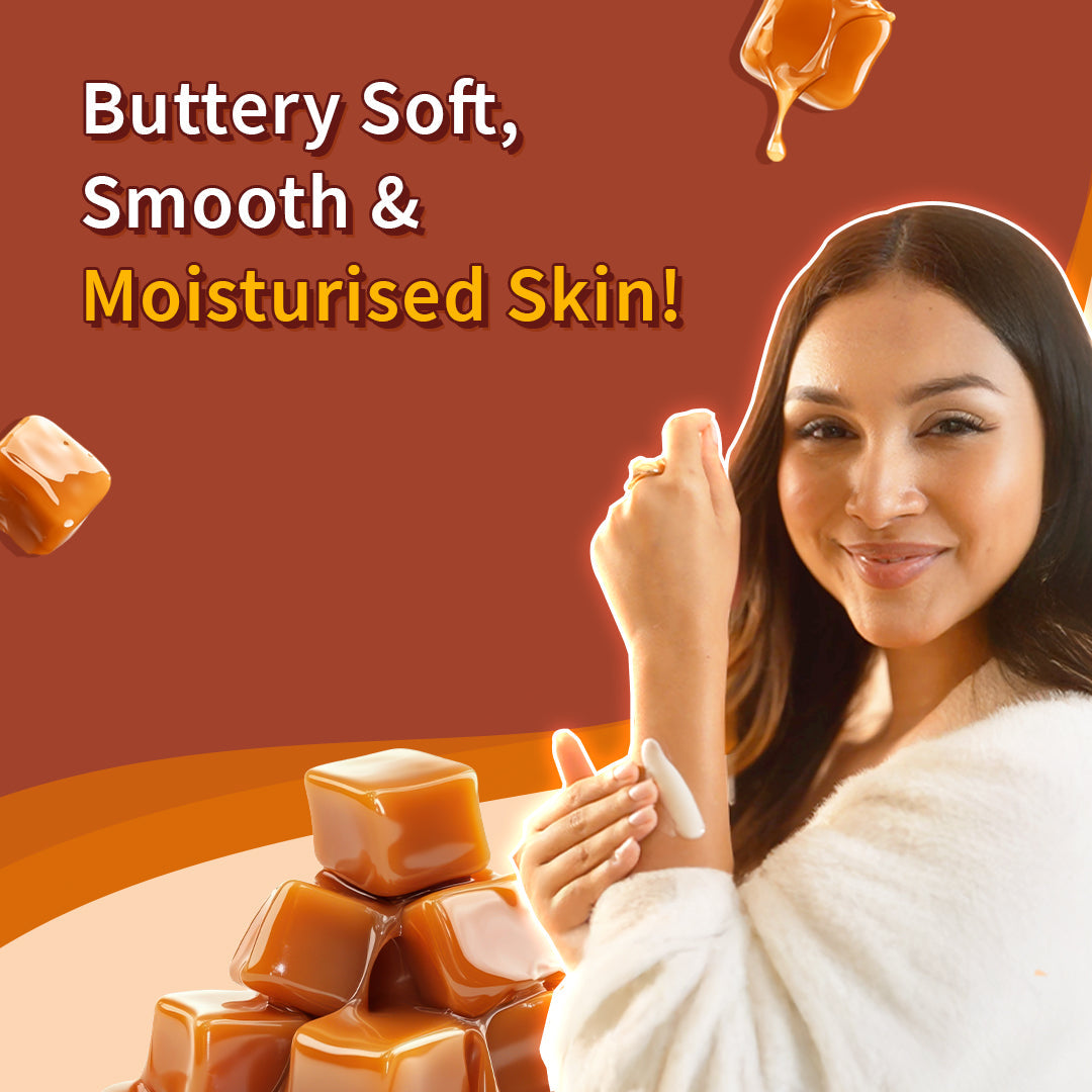 Plum Vanilla Caramello Body Butter by Plum BodyLovin' | Deep Moisturization | Shea Butter & Brazil Nut Oil | Vanilla & Salted Caramel | Non-Greasy & Lightweight, 180g