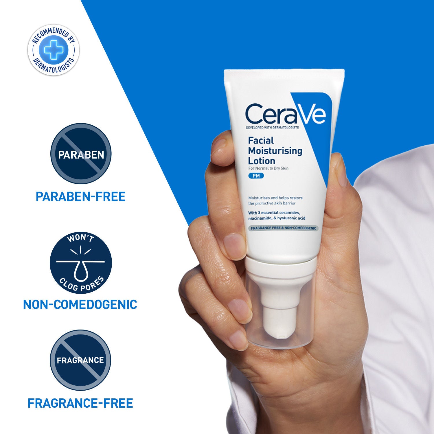 CeraVe PM Facial Moisturizer Lightweight Night Cream with Ceramides, Niacinamide & Hyaluronic Acid, 50g Buy at Indicrest Image 2