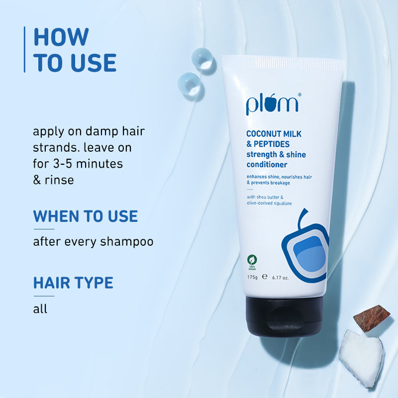 Plum Coconut Milk & Peptides Conditioner for Dry Hair | Softens Hair | Nourishes & Smoothens Strands, 175g