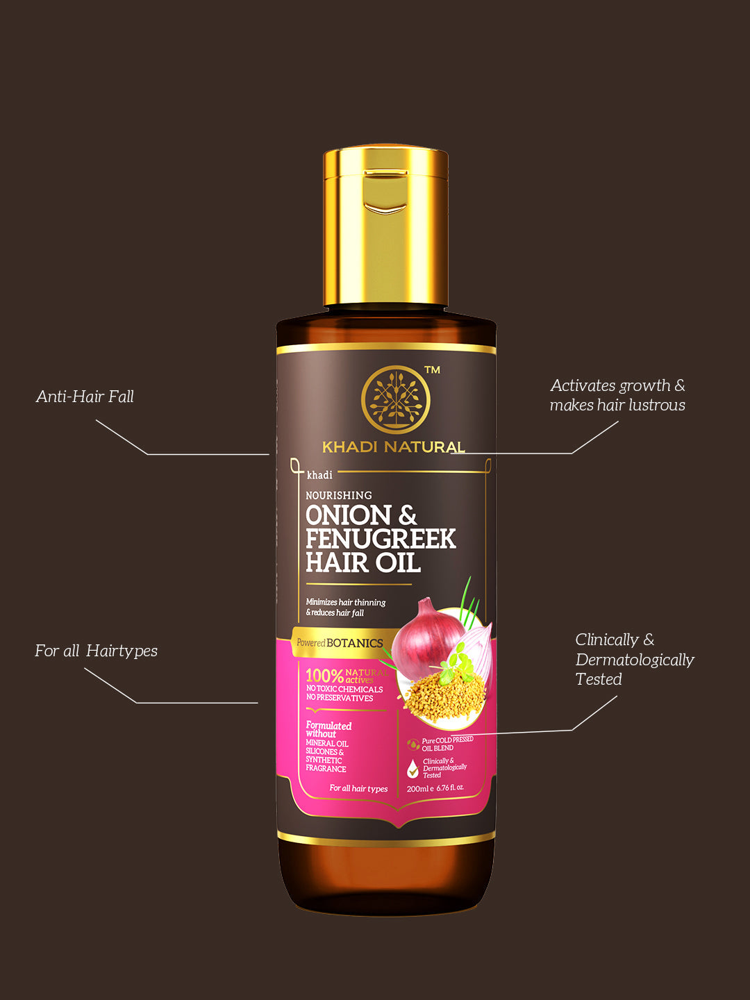 Khadi Natural Onion & Fenugreek Hair Oil - Mineral Oil, Silicones, Synthetic Fragrance Free - 200ml - Image 8 - Buy from Indicrest