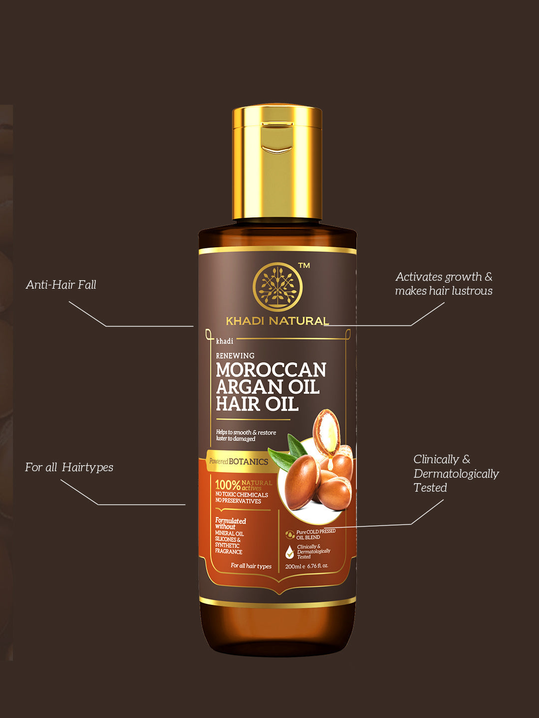 Khadi Natural Moroccan Argan Hair oil - 200ml - Image 7 - Buy from Indicrest