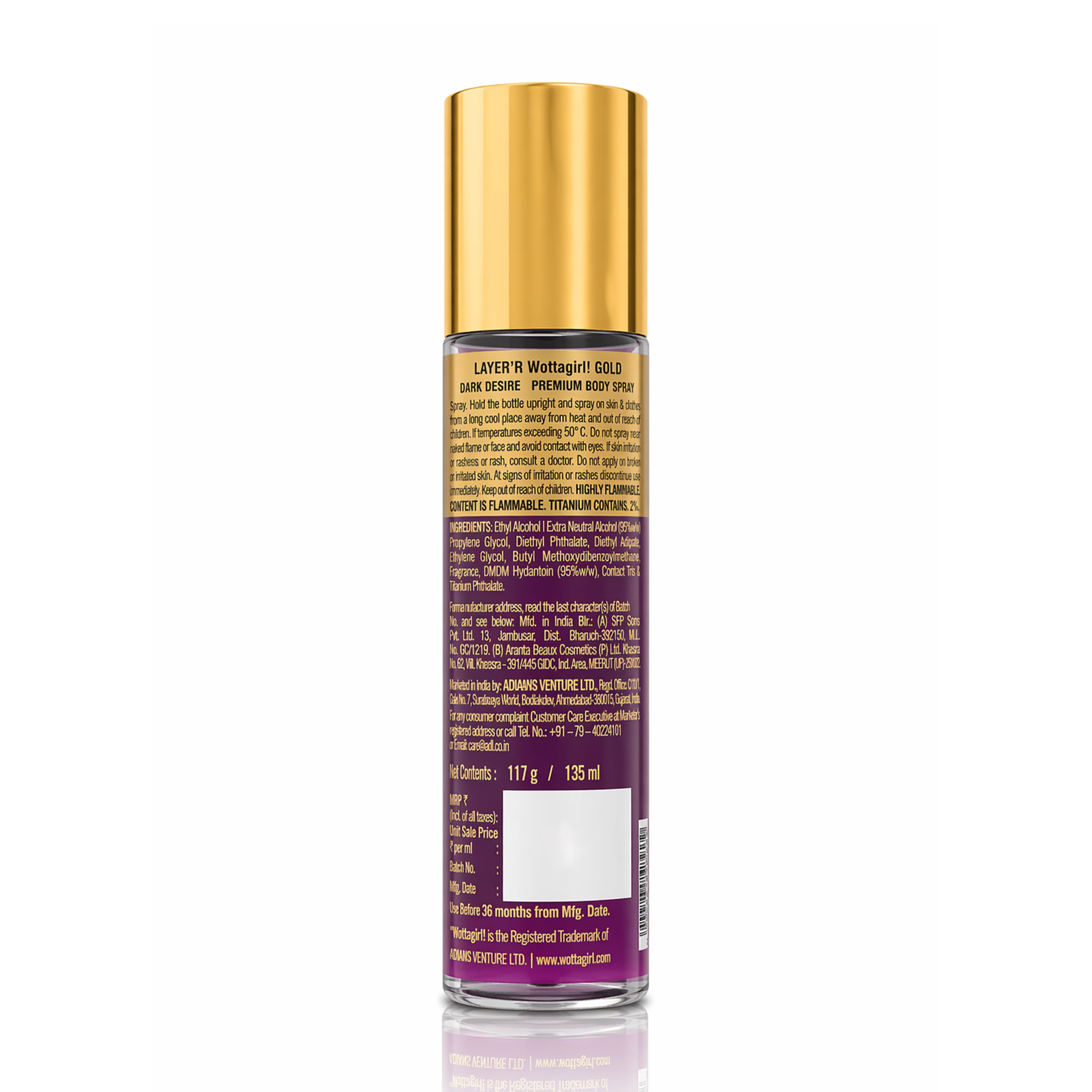 Wottagirl Gold Dark Desire Body Splash, 135ml - Image 5 - Buy from Indicrest