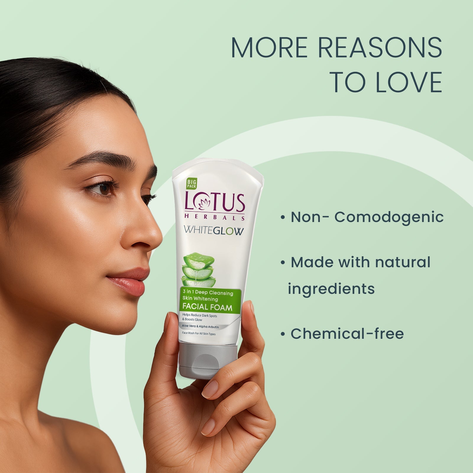 Lotus Herbals WhiteGlow 3 In 1 Deep Cleansing Skin Brightening Facial Foam Big, Pack of 2