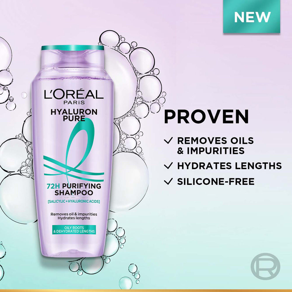 L’Oréal Paris Hyaluron Pure 72H Purifying Shampoo, For Oily Scalp & Dry Hair With Salicylic And Hyaluronic Acid, 200ml Buy at Indicrest Image 3