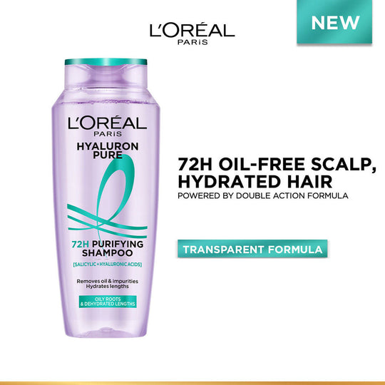 L’Oréal Paris Hyaluron Pure 72H Purifying Shampoo, For Oily Scalp & Dry Hair With Salicylic And Hyaluronic Acid, 340ml Buy at Indicrest