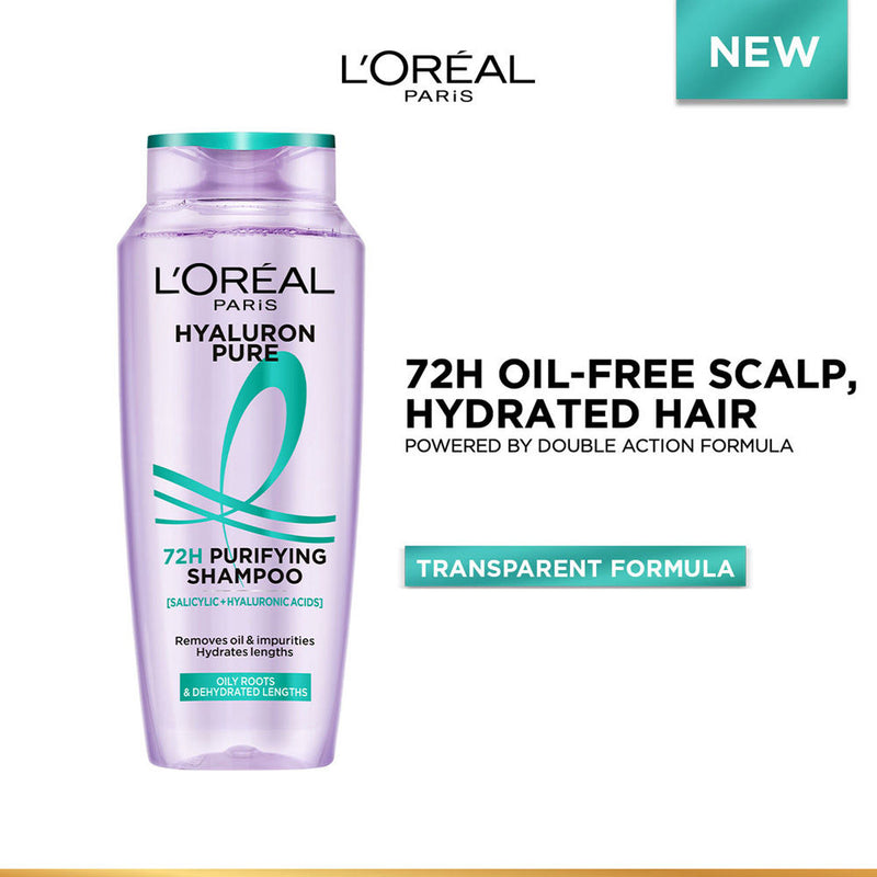 L’Oréal Paris Hyaluron Pure 72H Purifying Shampoo, For Oily Scalp & Dry Hair With Salicylic And Hyaluronic Acid, 340ml Buy at Indicrest