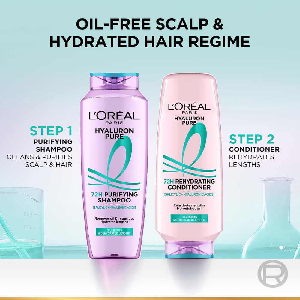L’Oréal Paris Hyaluron Pure 72H Purifying Shampoo, For Oily Scalp & Dry Hair With Salicylic And Hyaluronic Acid, 340ml Buy at Indicrest Image 7
