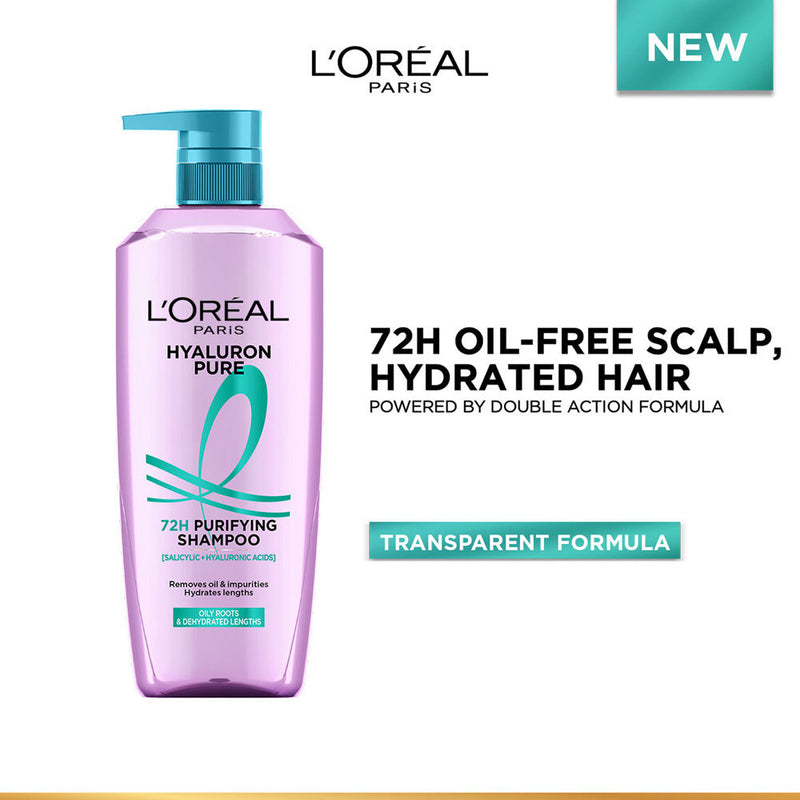 L’Oréal Paris Hyaluron Pure 72H Purifying Shampoo, For Oily Scalp & Dry Hair With Salicylic And Hyaluronic Acid, 1000ml Buy at Indicrest