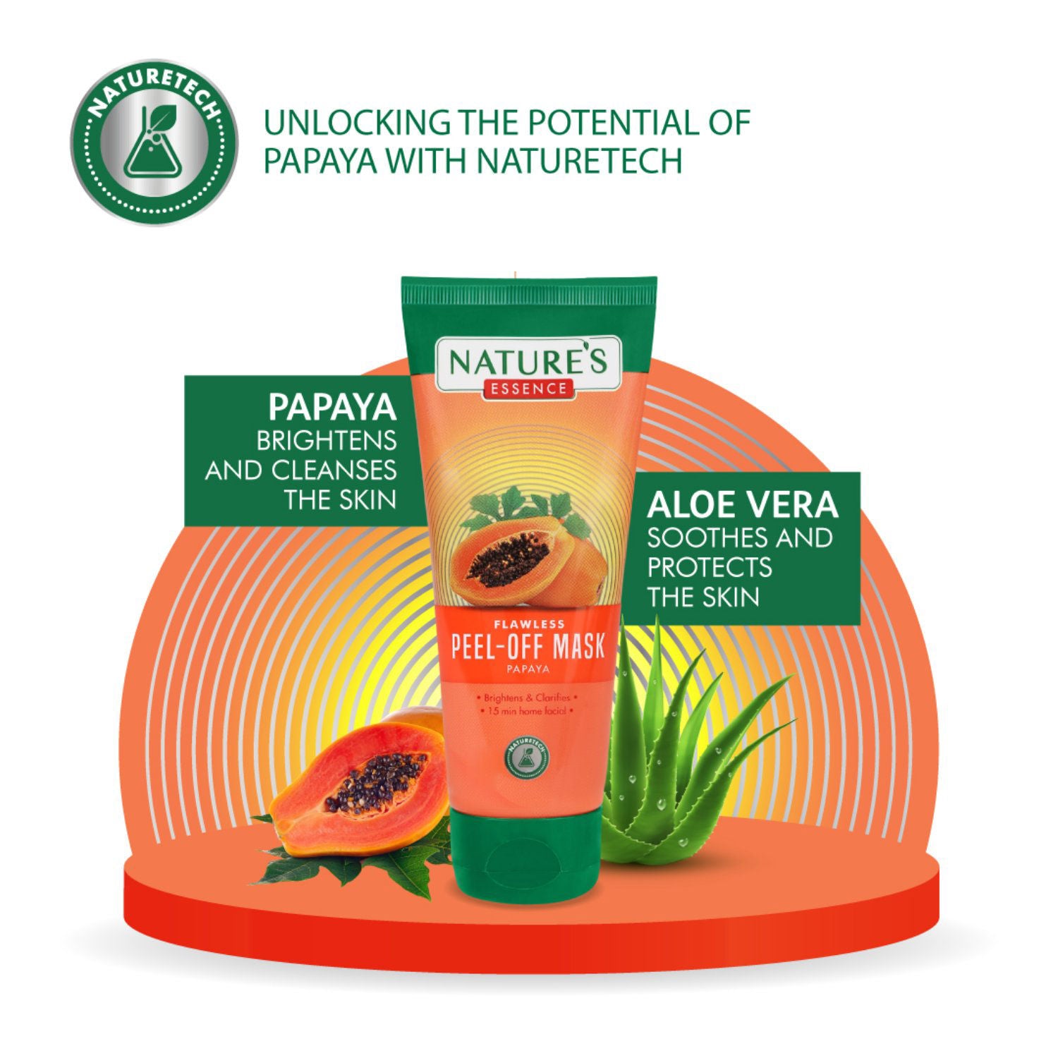 Nature's Essence Flawless Peel-Off Mask For Glowing Skin Papaya Face Mask, 50g Buy at Indicrest Image 4