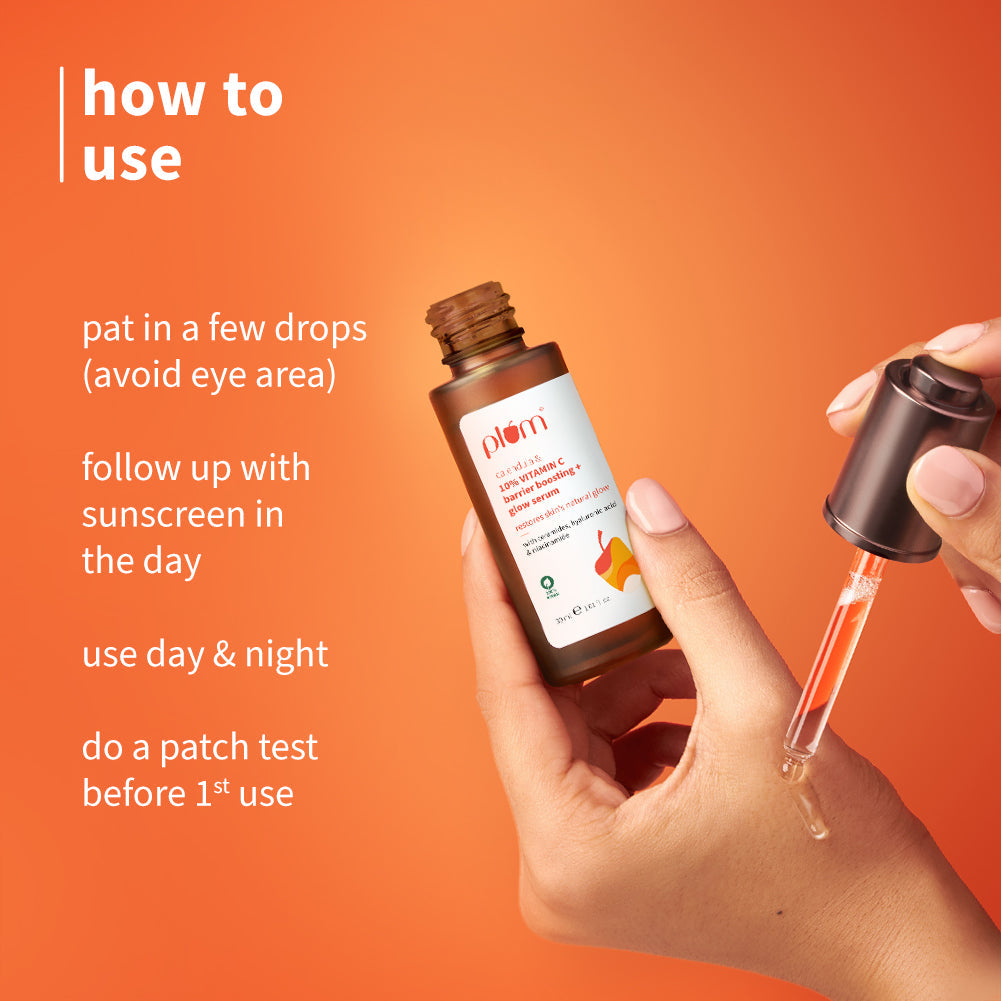 Plum 10% Vitamin C Barrier Boosting + Glow Serum with Calendula | Boosts Glow From 1st Use | Fades Dark Spots In 14 Days | Dermat-Tested, 30ml x 2