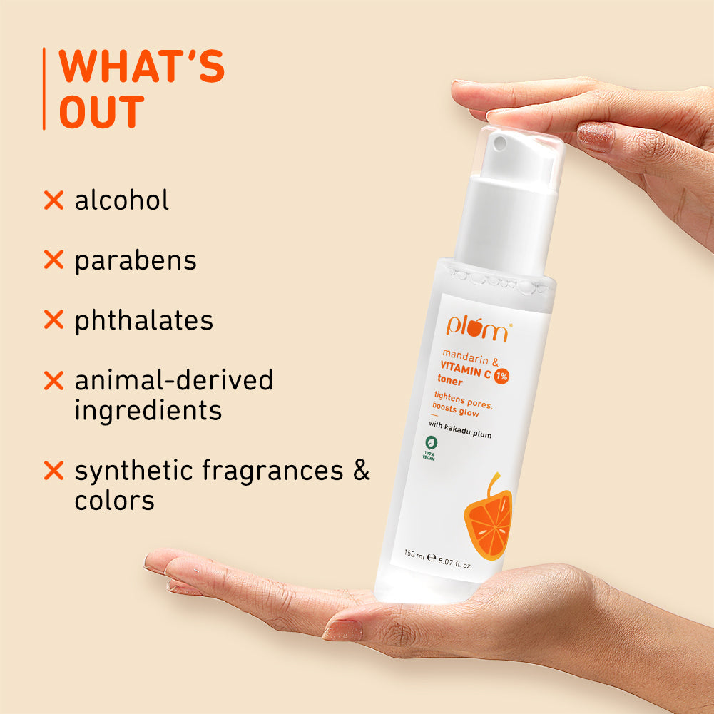 Plum Vitamin C Face Toner with Mandarin & Kakadu Plum | Boosts Glow | Fades Dark Spots & Hyperpigmentation | Tightens Pores, 150ml