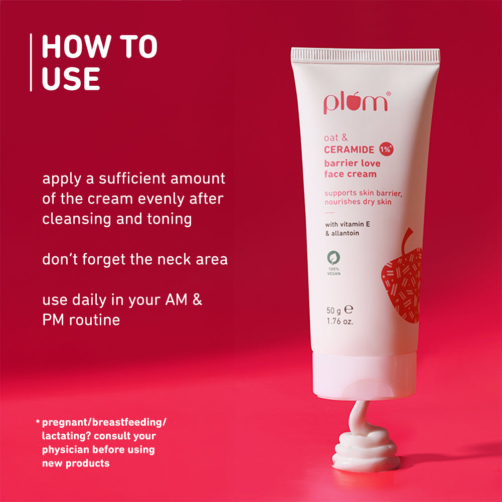 Plum Oat & 1% Ceramide Face Cream for Dry Skin | "3X Lasting Moisturization | Strengthens Skin Barrier | Dermat- Tested, 50g x 2