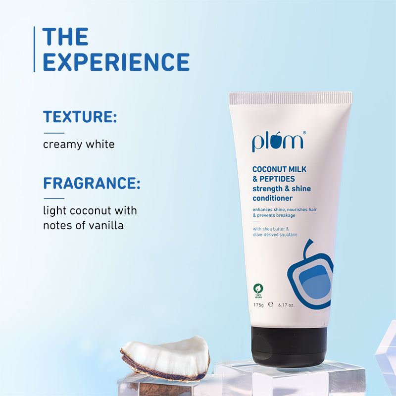 Plum Coconut Milk & Peptides Conditioner for Dry Hair | Softens Hair | Nourishes & Smoothens Strands, 175g