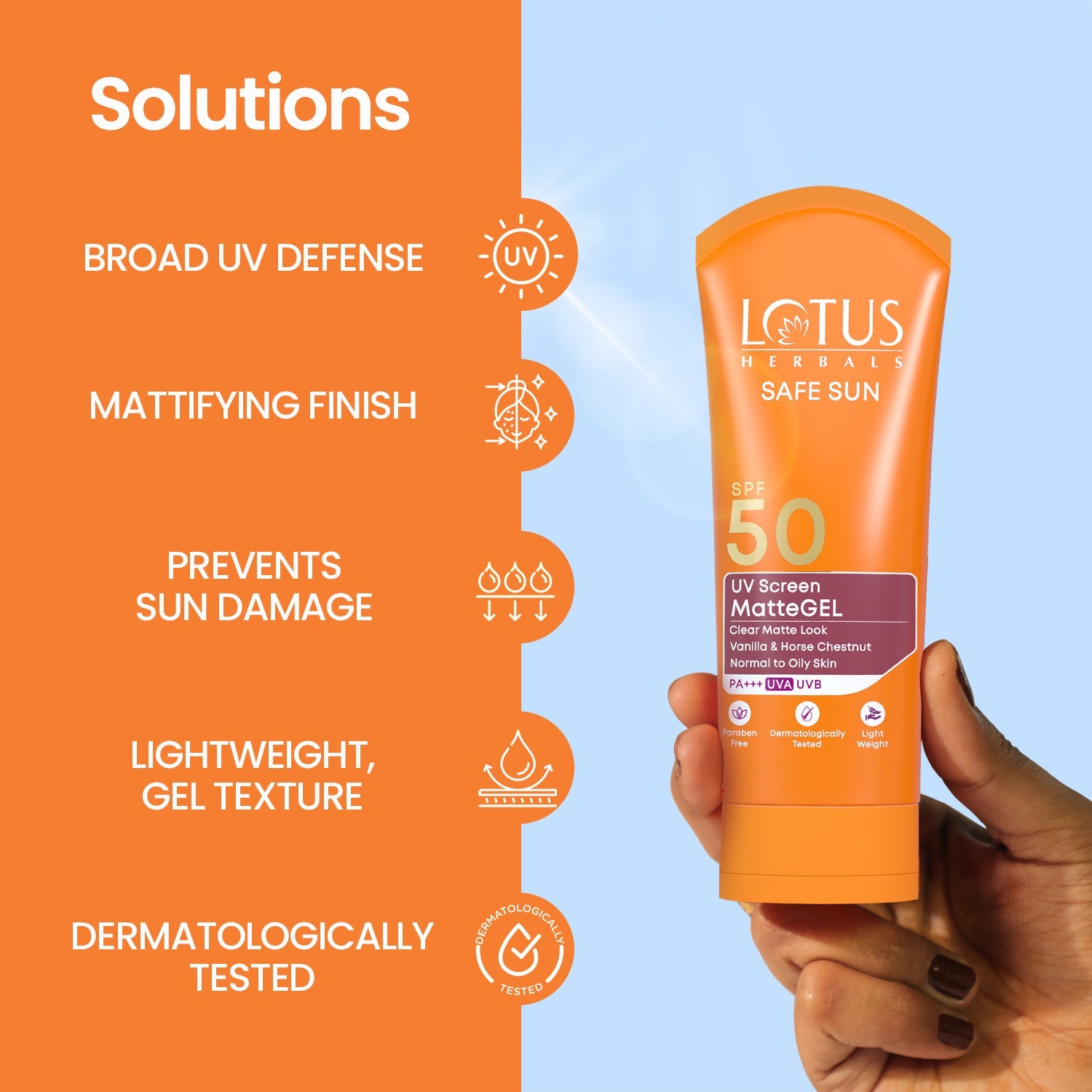 Lotus Herbals Safe Sun UV Screen MatteGEL Sunscreen SPF 50 PA+++, 100g
