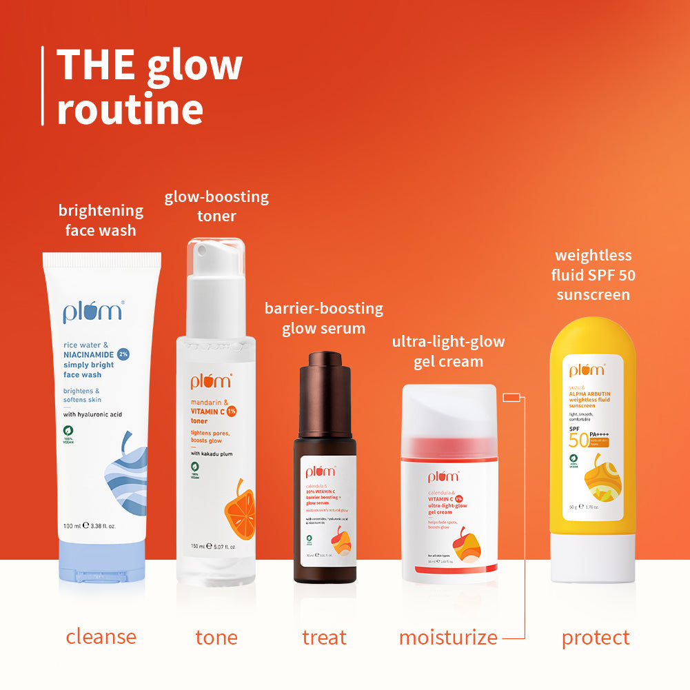 Plum 1% Vitamin C Ultra-Light-Glow Boosting Gel Cream with Alpha Arbutin | Boosts Glow | Fades Dark Spots & Pigmentation | Deeply Hydrates, 50g