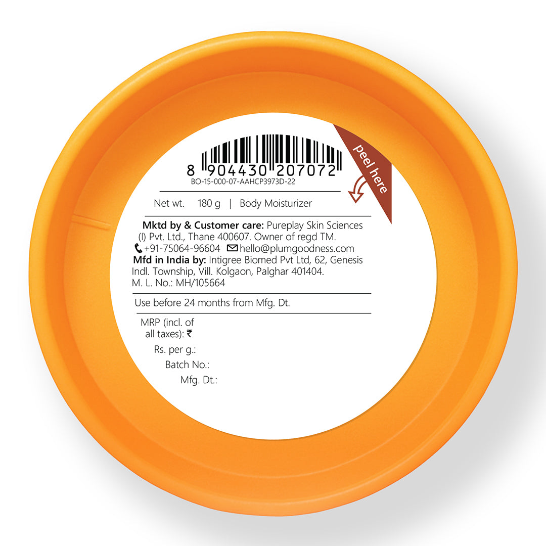 Plum Vanilla Caramello Body Butter by Plum BodyLovin' | Deep Moisturization | Shea Butter & Brazil Nut Oil | Vanilla & Salted Caramel | Non-Greasy & Lightweight, 180g