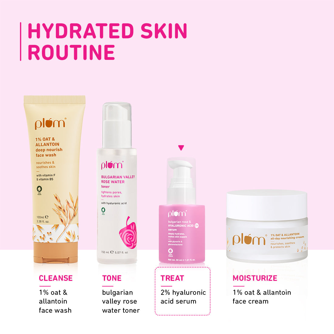 Plum 2% Hyaluronic Acid Serum for Face with Bulgarian Rose | Deeply Hydrates | Calms Inflammation | Plumps-Up Skin, 30ml