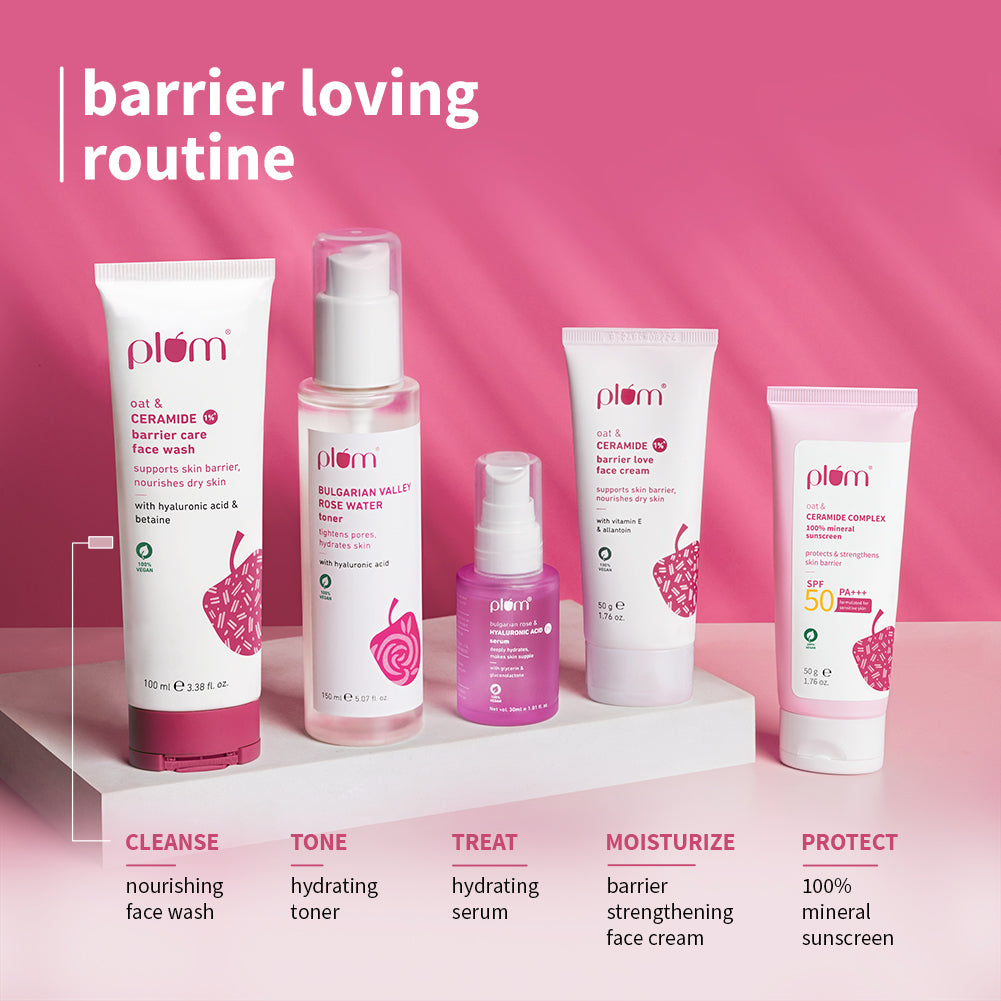 Plum Oat & 1% Ceramide Barrier Care Face Wash | Maintains & Preserves Skin Barrier | Hydrates & Nourishes Skin | Sulphate-Free & Non-Drying | For Normal & Dry Skin, 100ml