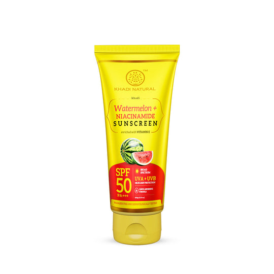 Khadi Natural Watermelon + Niacinamide Sunscreen Aqua Gel SPF 50 PA+++ 100gm Sale - Buy from Indicrest