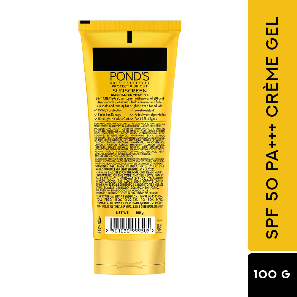 Pond’s Sun Miracle SPF 50 PA+++ Crème Gel Sunscreen - Protect & Bright, With Niacinamide, 50g Buy at Indicrest Image 9