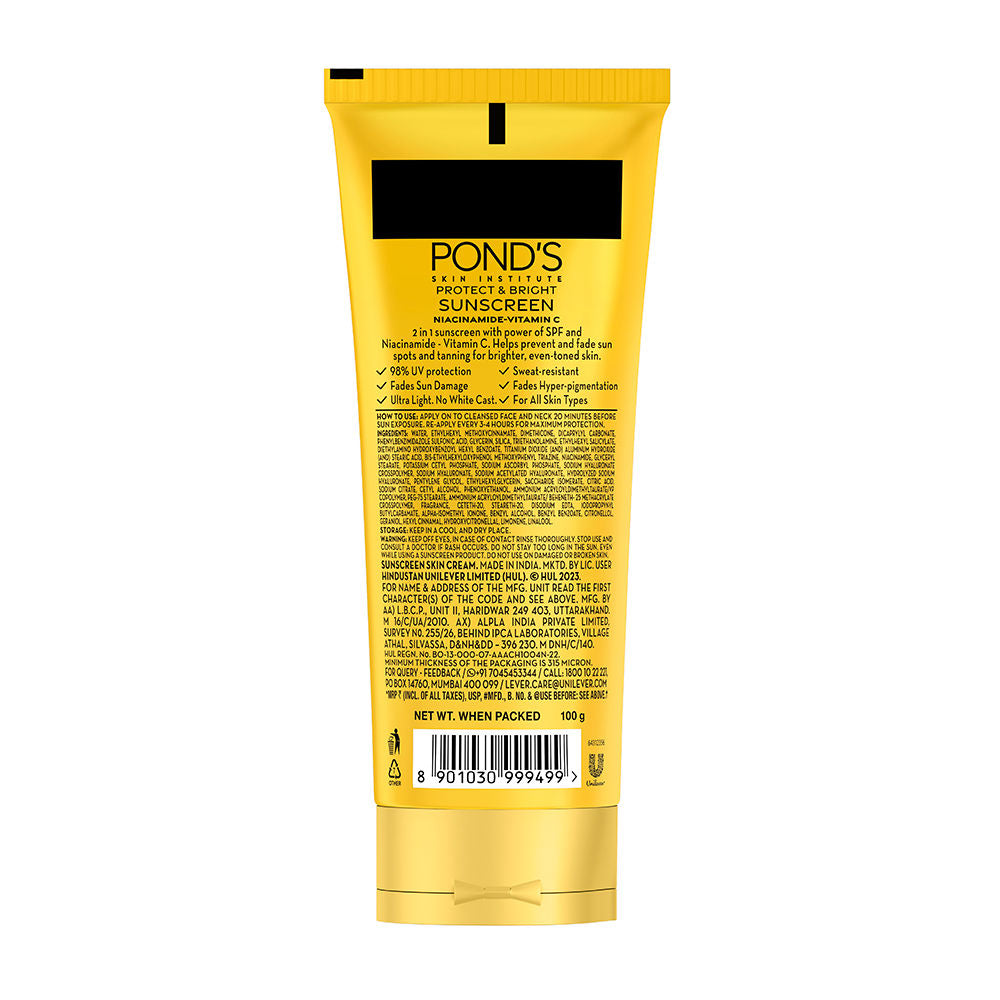 Pond’s Sun Miracle SPF 50 PA+++ Light Sunscreen - Protect & Bright, With 3% Active Niacinamide, 100g Buy at Indicrest Image 9