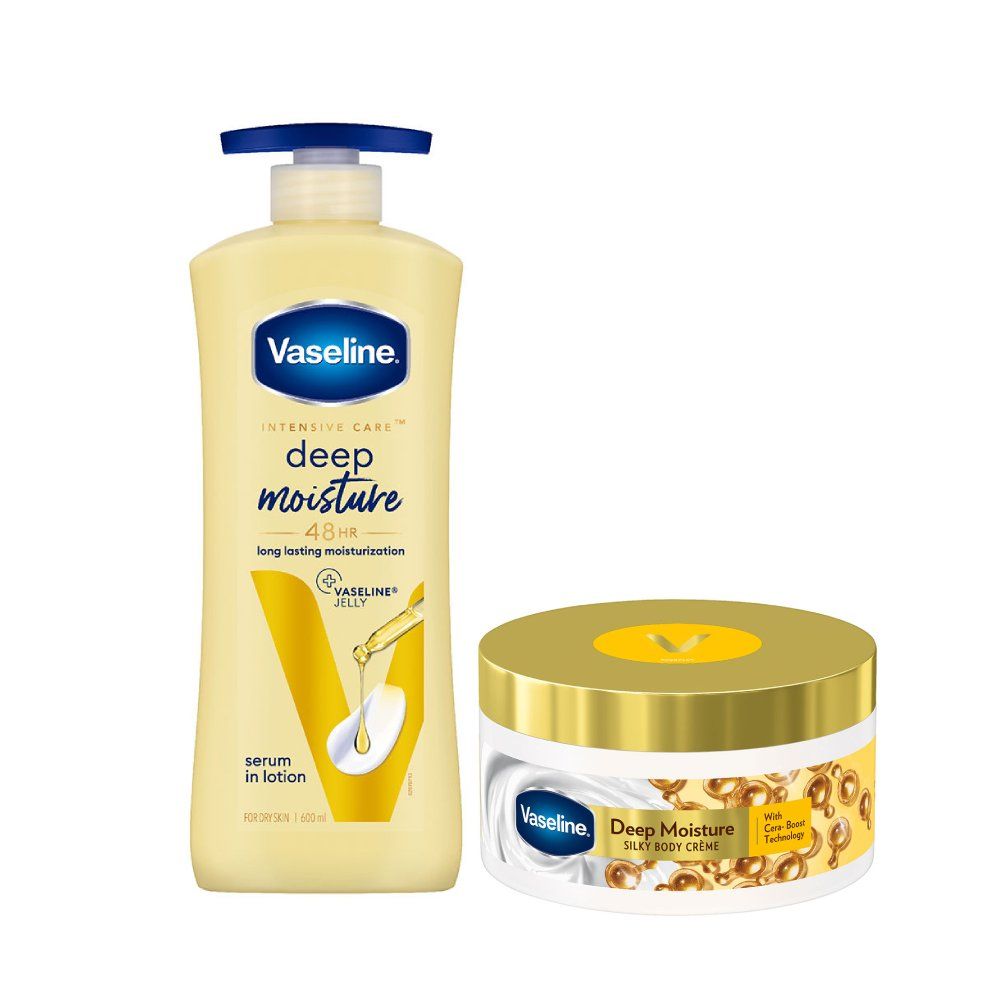 Vaseline Deep Moisture Body Lotion, 600ml + Butter Cream, 180ml Combo, 2 pieces Buy at Indicrest